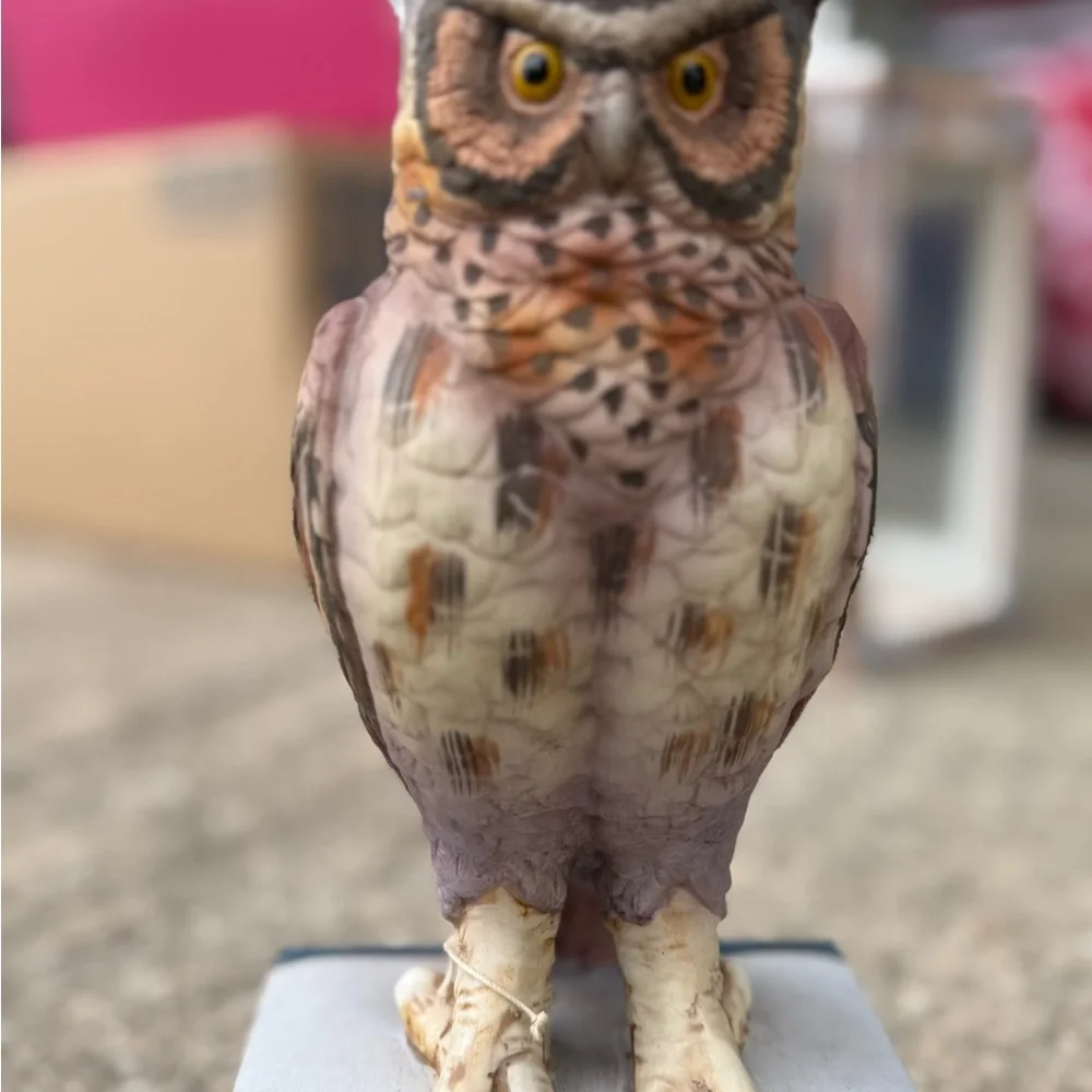 Vintage porcelain Decorative Owl Figurine - Multicolor Ceramic Bird Sculpture
